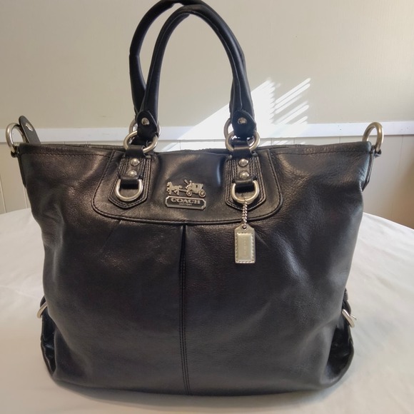 Coach Black Leather Purse Satchel Handbag - Picture 1 of 16